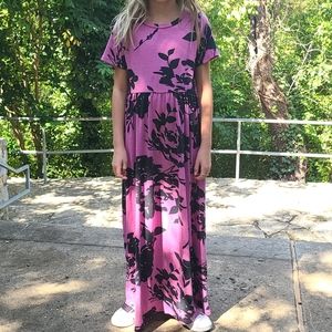 Gorylia Pink & Black Floral Maxi Dress
